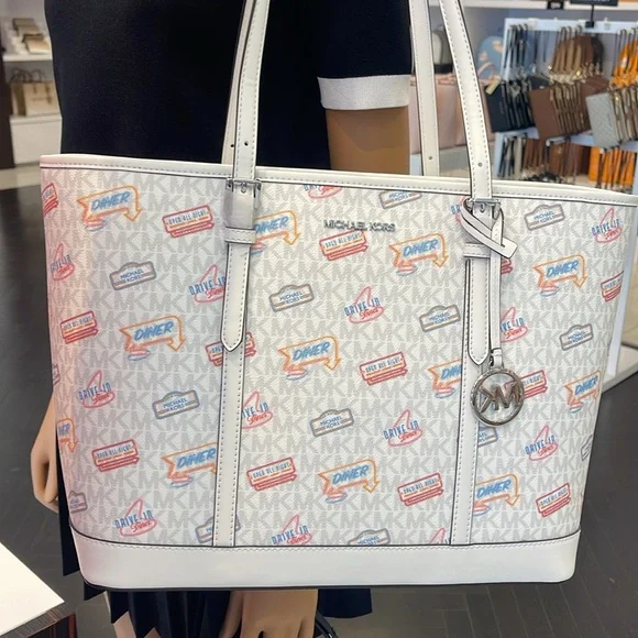 MICHAEL KORS JST Lg Printed Logo Tote Bag & MK JST Md Prntd Logo Bi-Fold Wallet - Picture 12 of 16